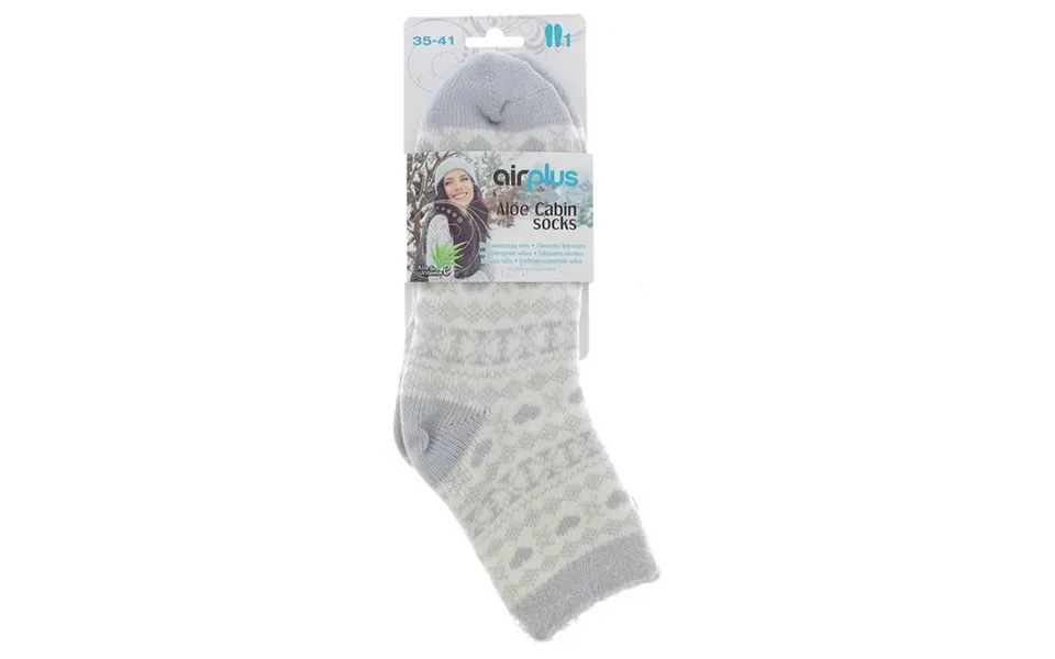 Socks Airplus Aloe Cabin Moisturizers - White Grey Heart Patterns