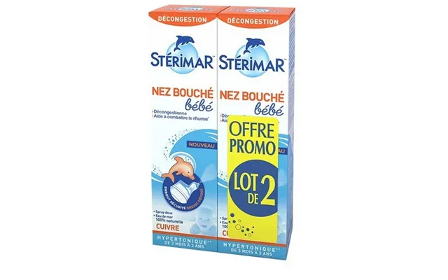 Sterimar Decongestant Clogged Nose Child From 3 Months To 3 Years Enriched With Copper Hypertonic Nasal Spray 2x100ml product image