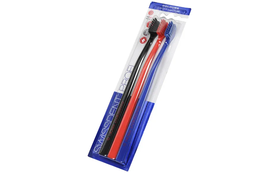 Swissdent Soft-medium Toothbrush 2 1 Free Black Red Blue