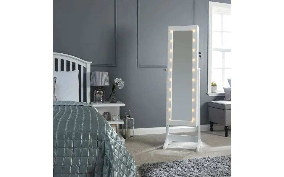 Amore Jewellery Armoire With Led Lights - White