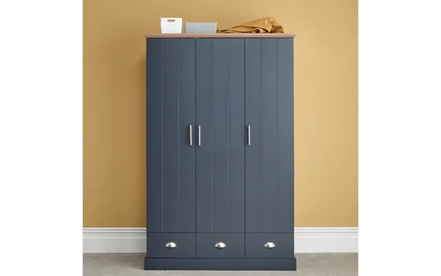 Kendal 3-door 3-drawer Wardrobe - Slate Blue