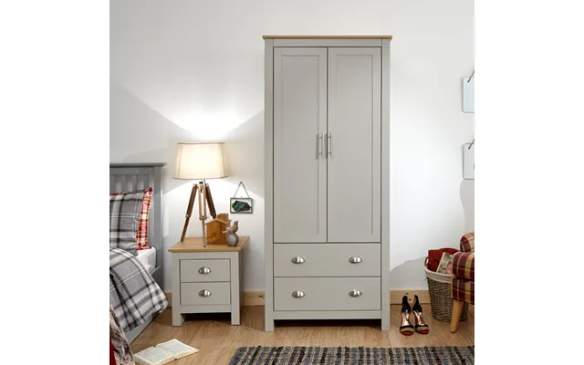 Lancaster 2-door 2-drawer Wardrobe - Grey