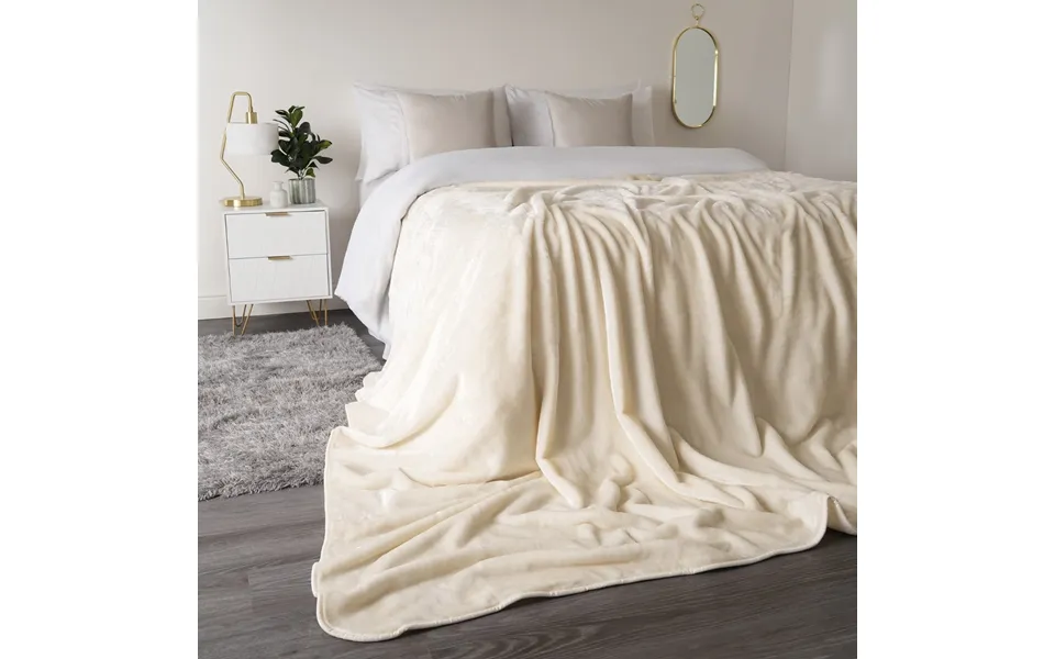 Luxury Faux Fur Mink Fleece King Size Throw - Cream