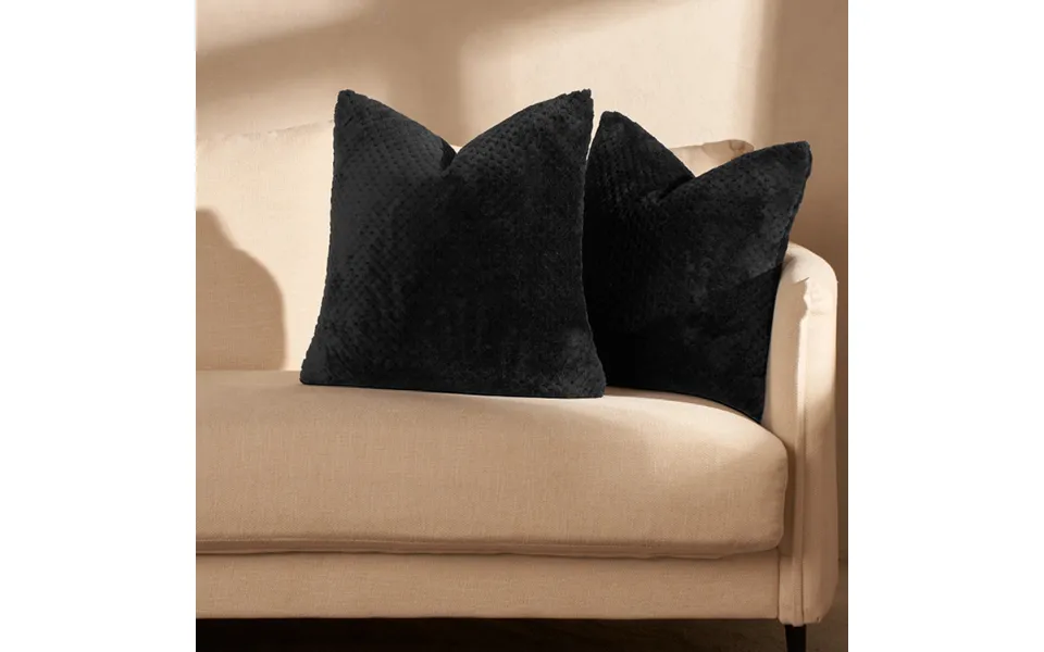 Ohs 2 Pack Waffle Fleece Cushion Covers - Black