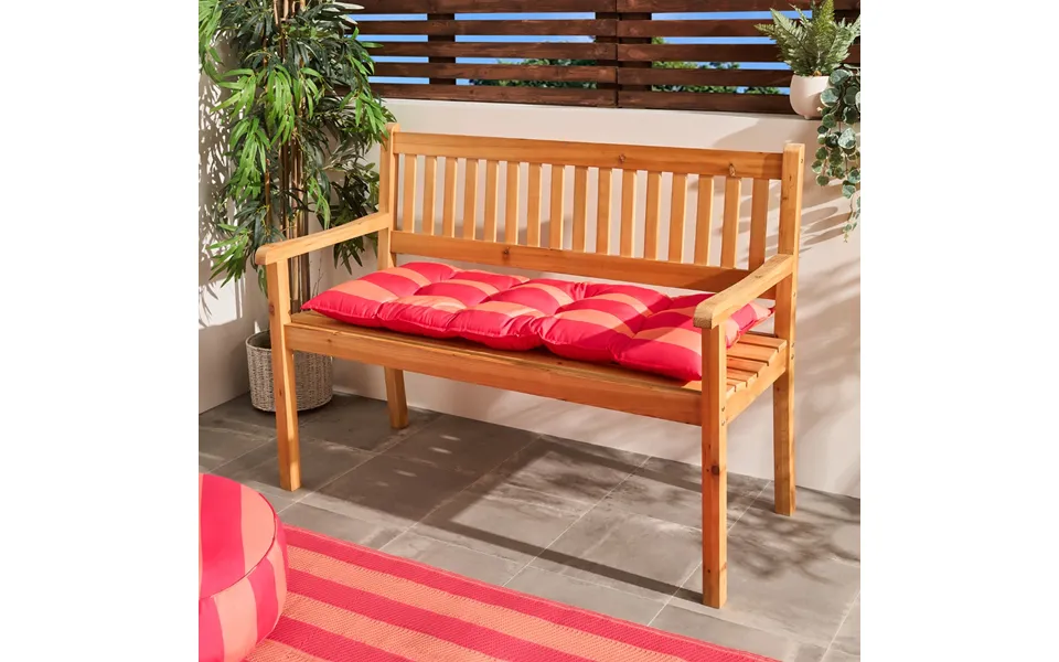 Ohs 2-seater Indoor Outdoor Stripe Print Bench Pad - Orange Pink