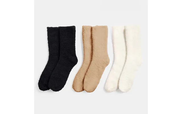 Ohs 3 Pack Fluffy Fleece Socks - Beige Black Cream product image