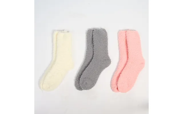 Ohs 3 Pack Fluffy Fleece Socks - Grey Blush Cream product image