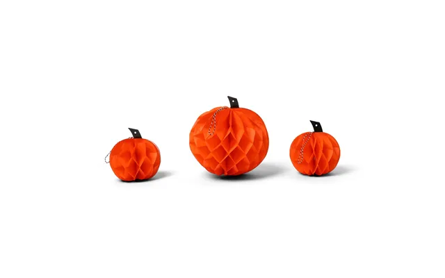 Ohs 3 Pack Honeycomb Pumpkin Decorations - Orange