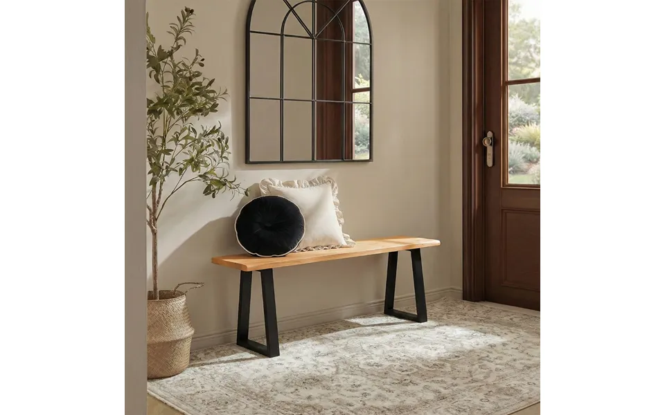 Ohs 3 Seater Indoor Outdoor Wooden Rustic Bench - Natural Black
