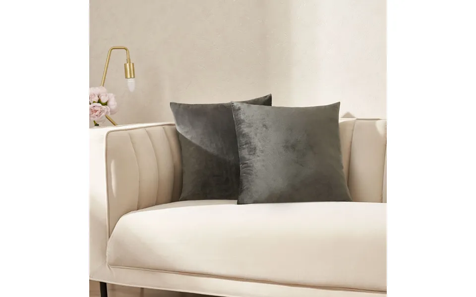 Ohs 4 Pack Matte Velvet Cushion Covers, Charcoal - 45 X 45cm