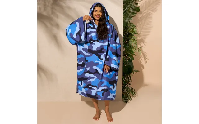 Ohs Adult Towel Poncho Camo Print - Navy Blue product image