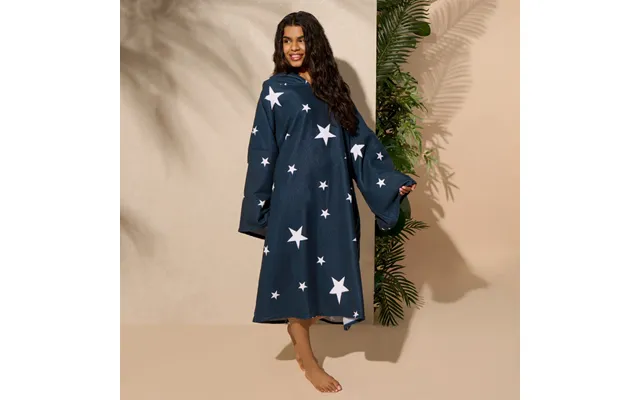 Ohs Adult Towel Poncho Star Print - Navy Blue product image