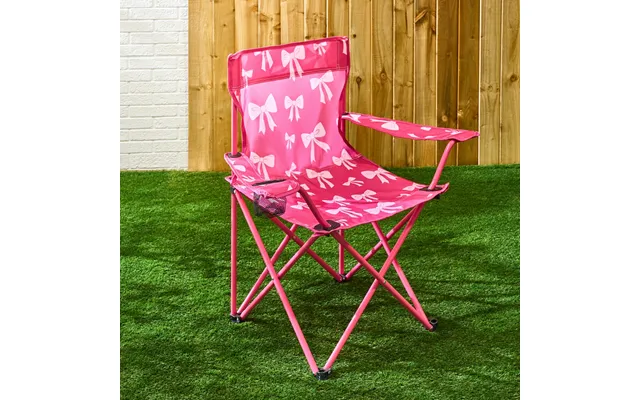 Ohs Adults Bow Print Foldable Camping Chair - Hot Pink