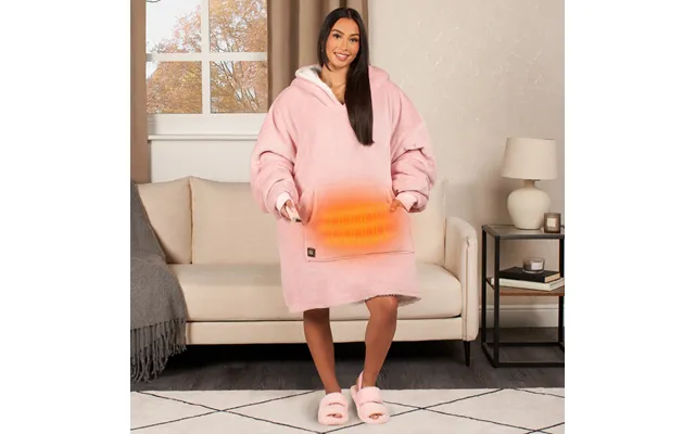 Ohs Adults Electric Heated Oversized Hoodie Blanket - Blush