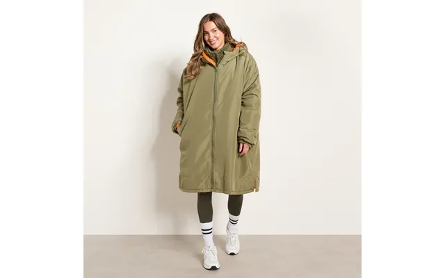 Ohs Adults Water Resistant Sherpa Drying Robe, Khaki Orange - Small Medium
