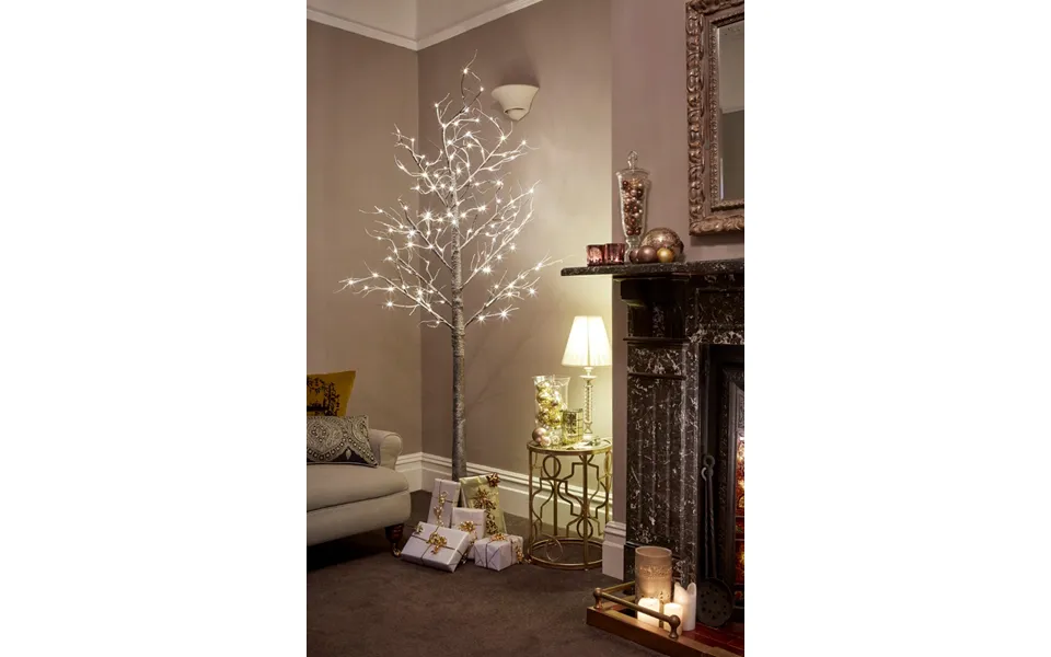 Ohs Artificial Pre-lit Snowy Twig Tree With Warm White Leds, Brown - 6ft