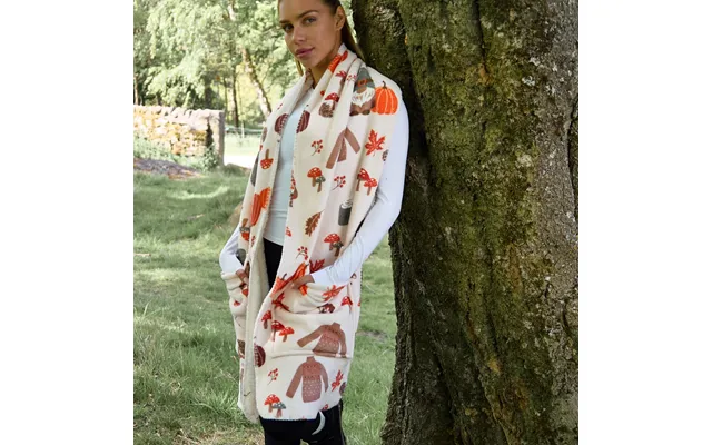 Ohs Autumn Print Fleece Pocket Scarf - Beige product image