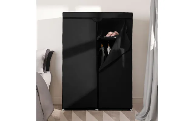 Ohs Boston Zip Closure Fabric Double Wardrobe - Black