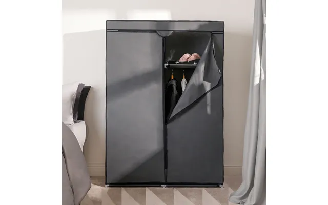 Ohs Boston Zip Closure Fabric Double Wardrobe - Charcoal