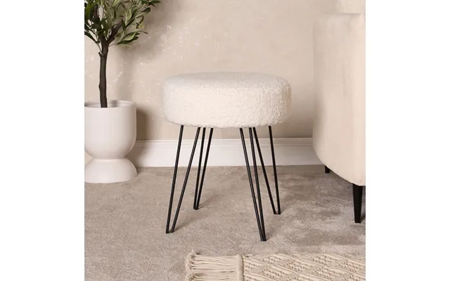 Ohs Bouclé Hairpin Stool - White