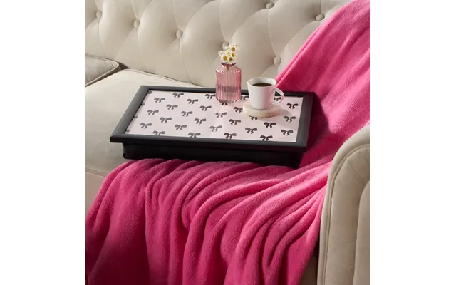 Ohs Bow Print Lap Tray - Light Pink Black