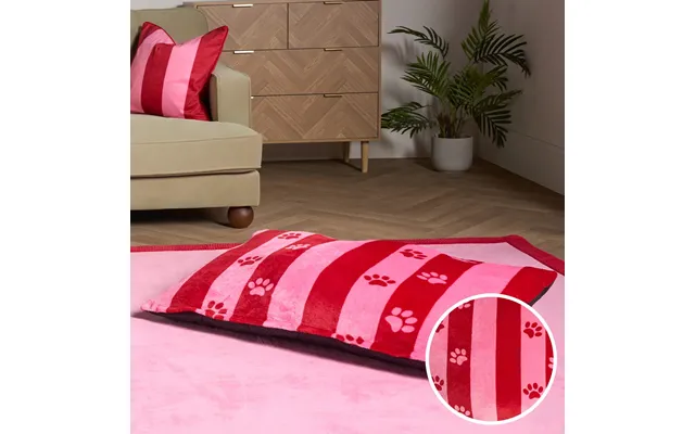 Ohs Candy Stripe Paw Print Pet Bed - Pink Red