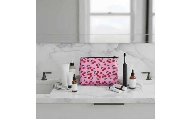 Ohs Cherry Print Travel Wash Bag - Pink product image