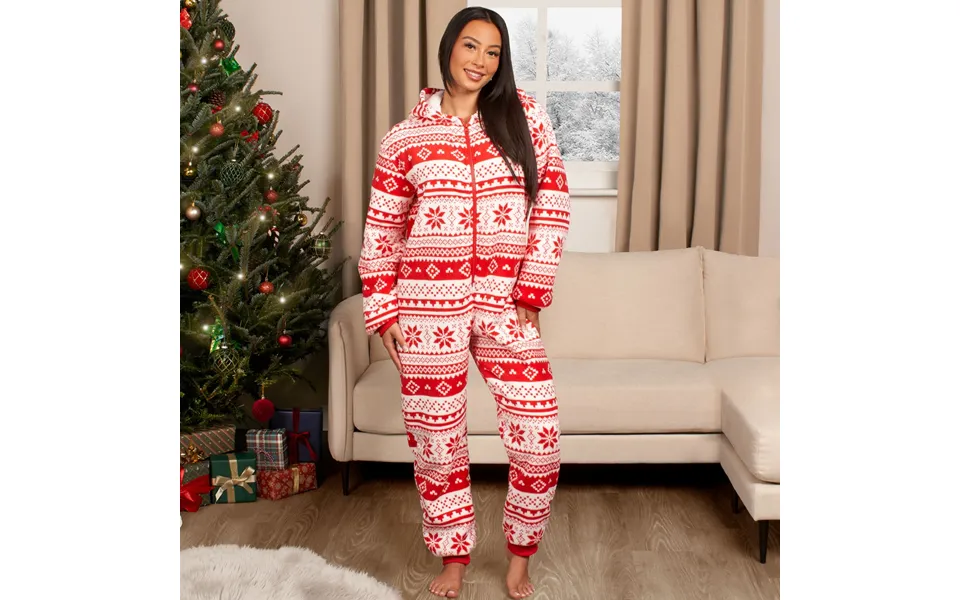 Ohs Christmas Nordic Print Onesie, Red - Large