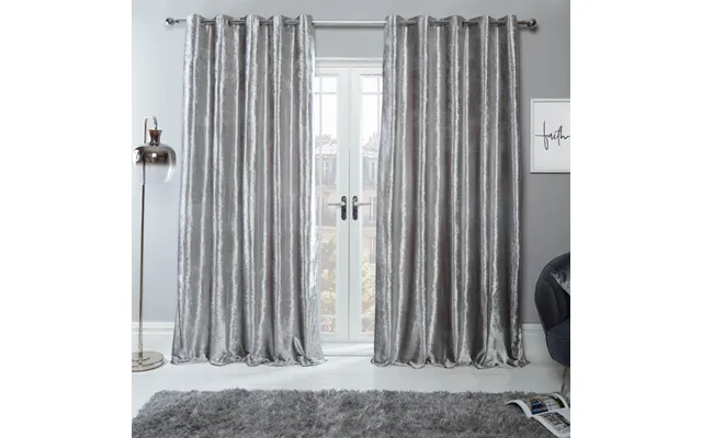 Ohs Crushed Velvet Eyelet Curtains - Silver 46 X 90