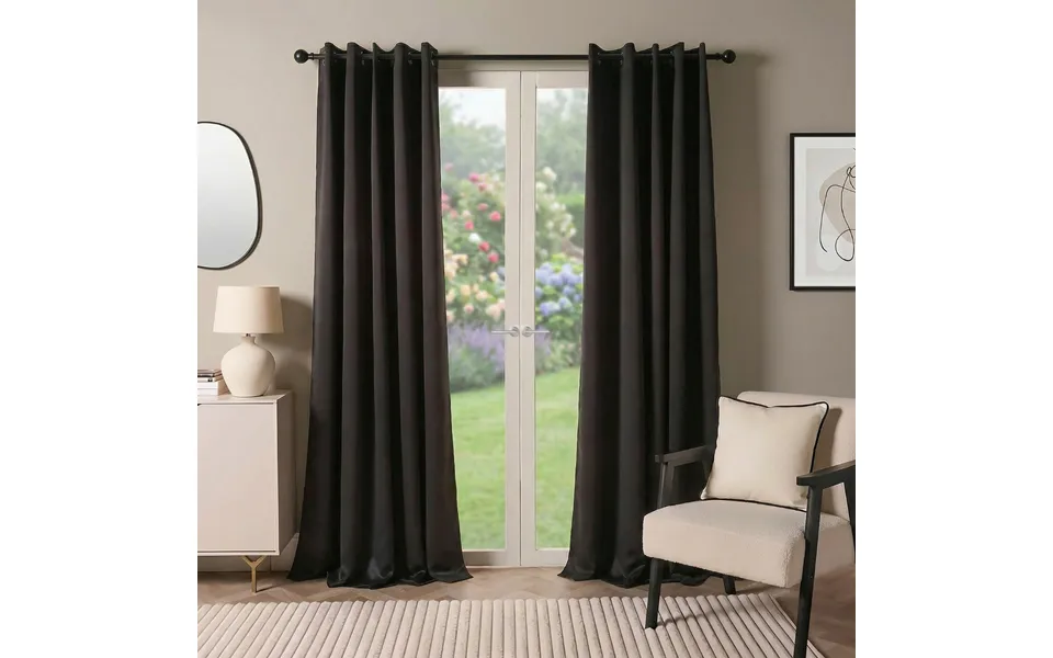 Ohs Eyelet Blackout Curtains - Black, 66 X 72