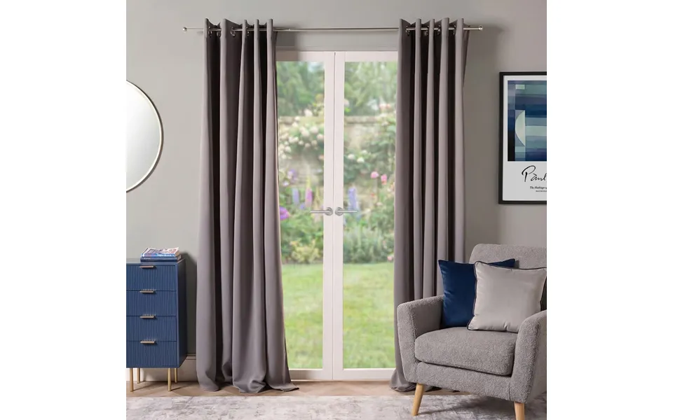 Ohs Eyelet Blackout Curtains - Charcoal, 66 X 72