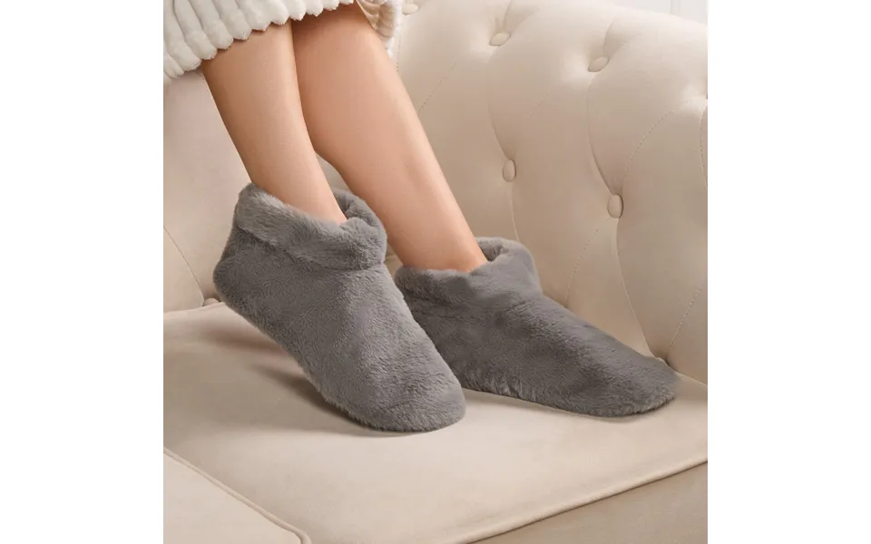 Ohs Faux Fur Boot Slipper Socks, Grey - M L