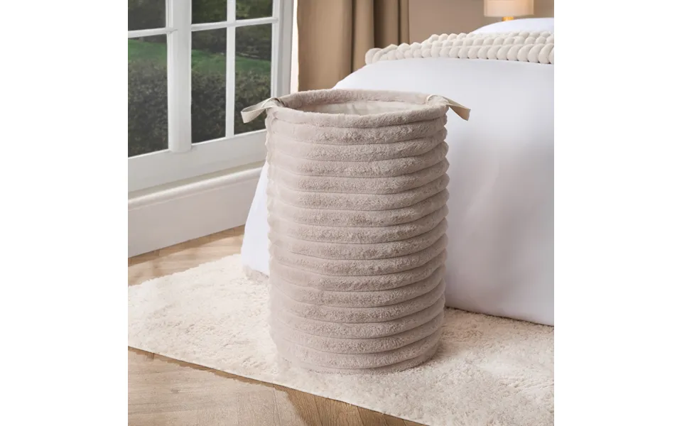 Ohs Faux Fur Ribbed Laundry Bag - Natural