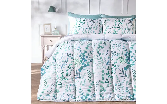 Ohs Floral Print Coverless 10.5 Tog Duvet Set, Sage - Double product image