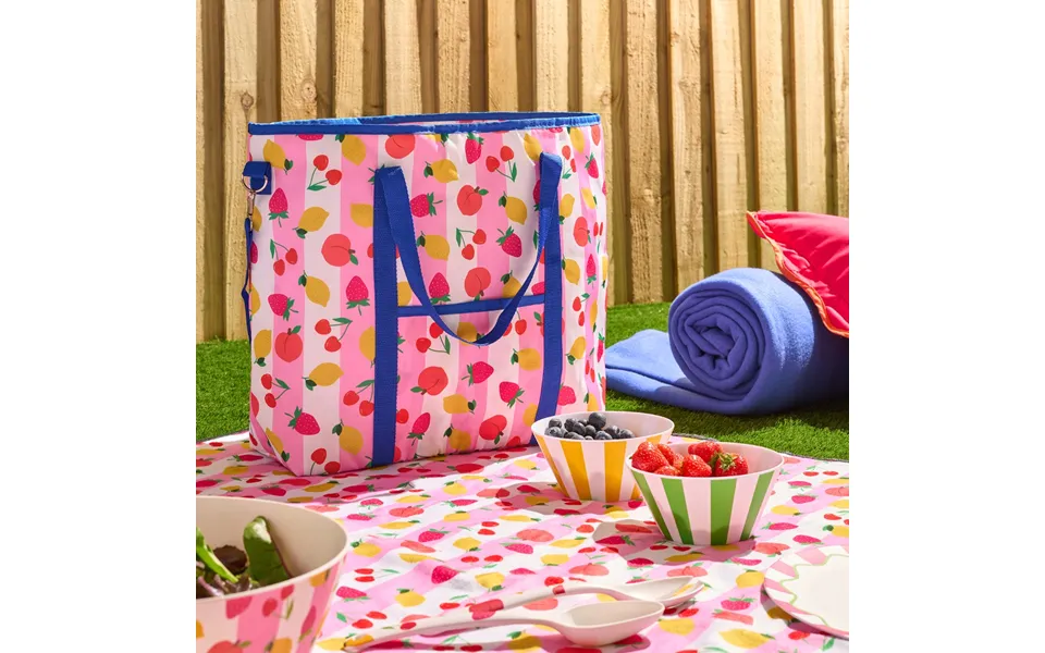 Ohs Fruit Print Picnic Bag - Pink