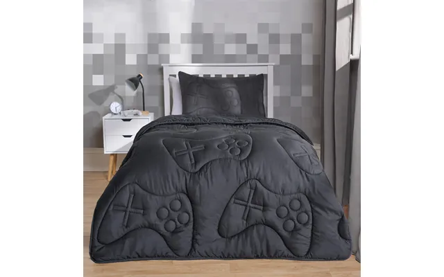 Ohs Gaming Quilted Coverless 7.5 Tog Duvet Set, Charcoal - Single product image
