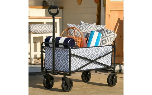 Ohs Geometric Print Foldable Camping Trolley - Grey
