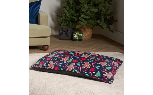 Ohs Gingerbread Paw Print Pet Bed - Navy