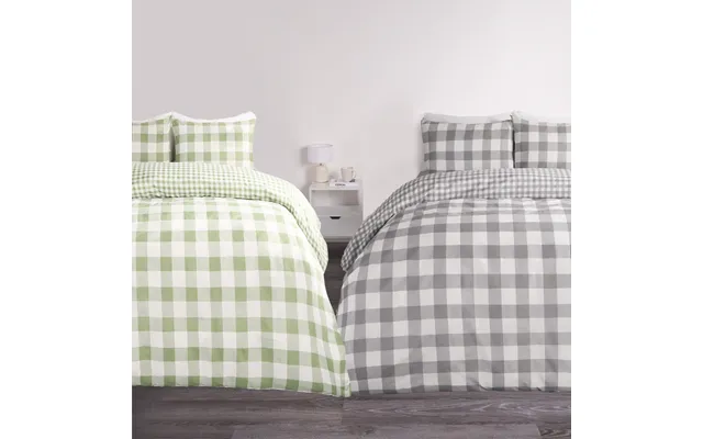 Ohs Gingham Duvet Cover Set, Sage & Grey, 2 Pack - Single