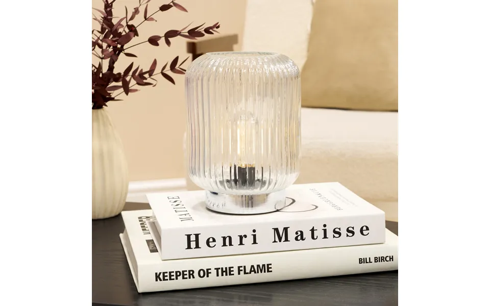 Ohs Glass Battery Operated Table Lamp - Clear Silver