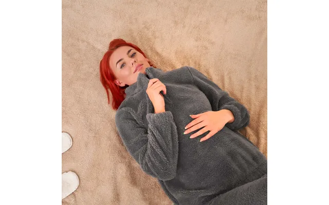 Ohs Half-zip Teddy Fleece Hoodie, Grey - Uk 14-16