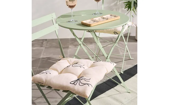 Ohs Indoor Outdoor Bow Print Seat Pads, Monochrome - 40 X 40cm
