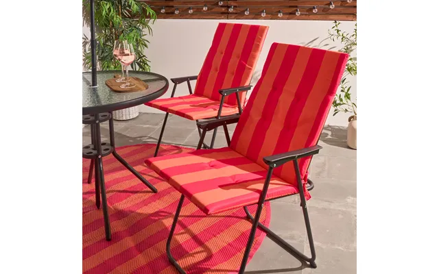 Ohs Indoor Outdoor Stripe Print Seat Pad With Back, Orange Pink - 2 Pack product image