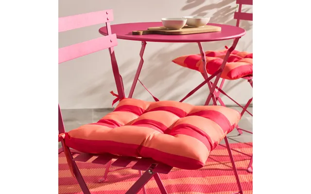 Ohs Indoor Outdoor Stripe Print Seat Pads, Orange Pink - 40 X 40cm