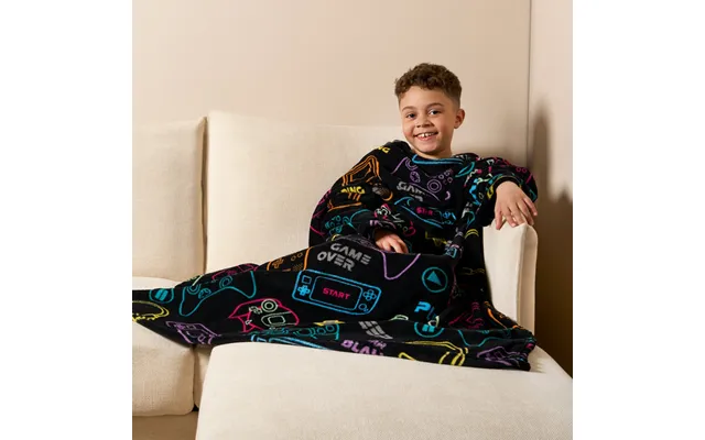 Ohs Kids Gaming Printed Wearable Blanket - Black