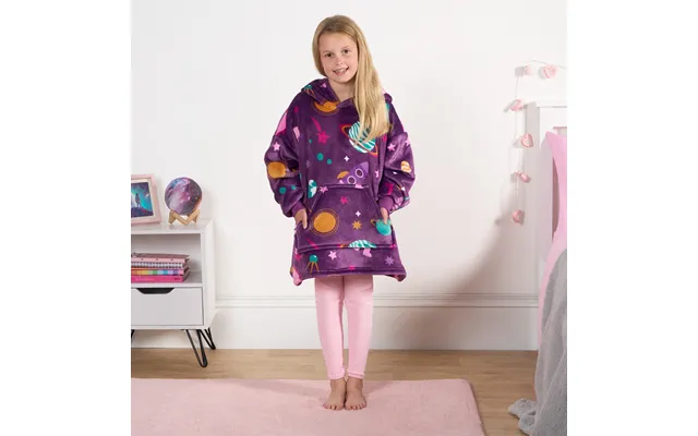 Ohs Kids Girl Astronaut Space Print Hoodie Blanket - Purple