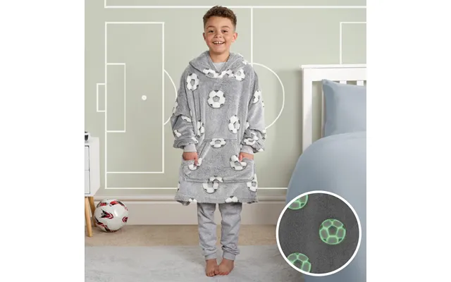 Ohs Kids Glow In The Dark Football Hoodie Blanket - Grey