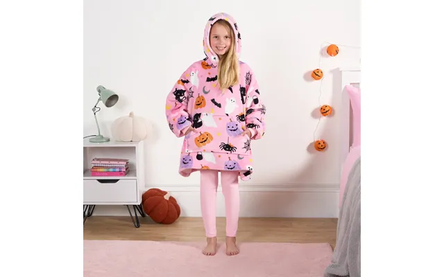 Ohs Kids Halloween Pumpkin Print Hoodie Blanket - Pink