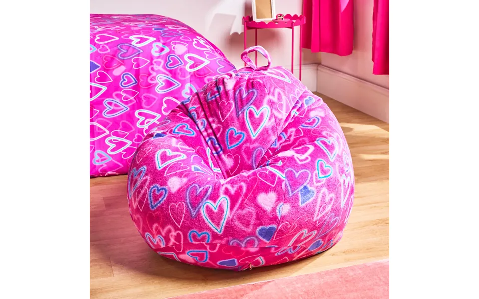 Ohs Kids Heart Print Bean Bag - Pink
