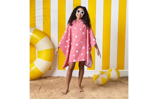 Ohs Kids Star Print Hooded Towel Poncho - Blush Pink product image